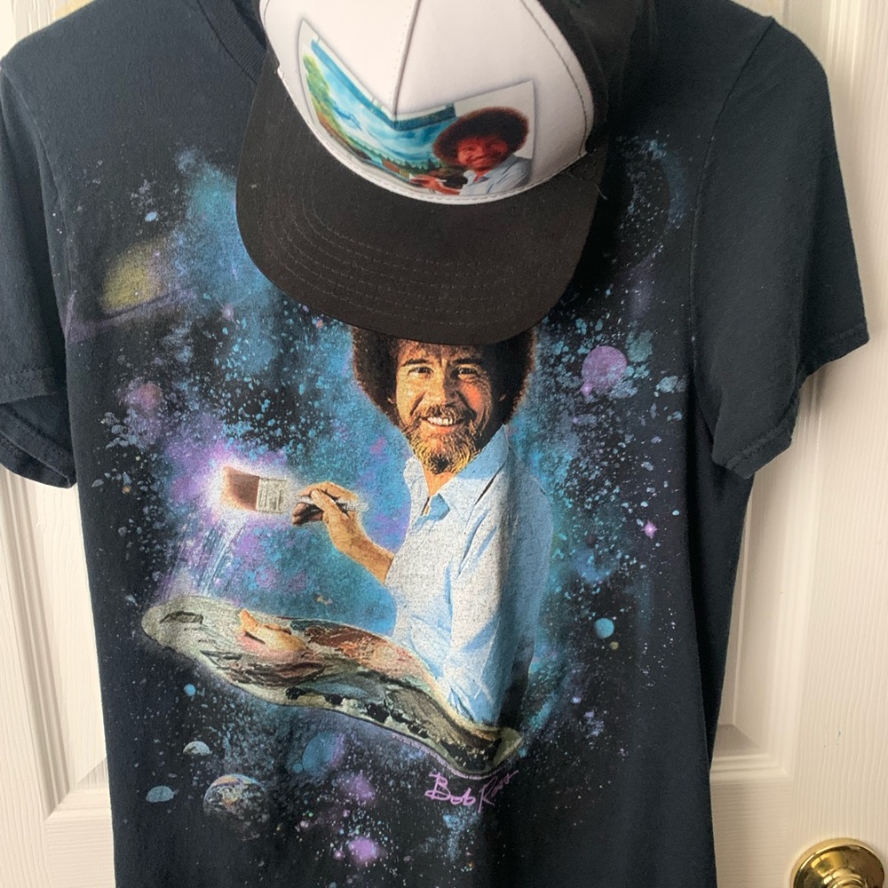 Bob Ross t-shirt and matching hat